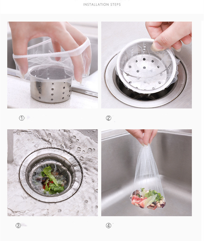 Disposable Kitchen Sink Filters Sewer Drain Anti-blocking Garbage Bags Pool Leak Mesh Strainer Garbage Net Rubbish Bag