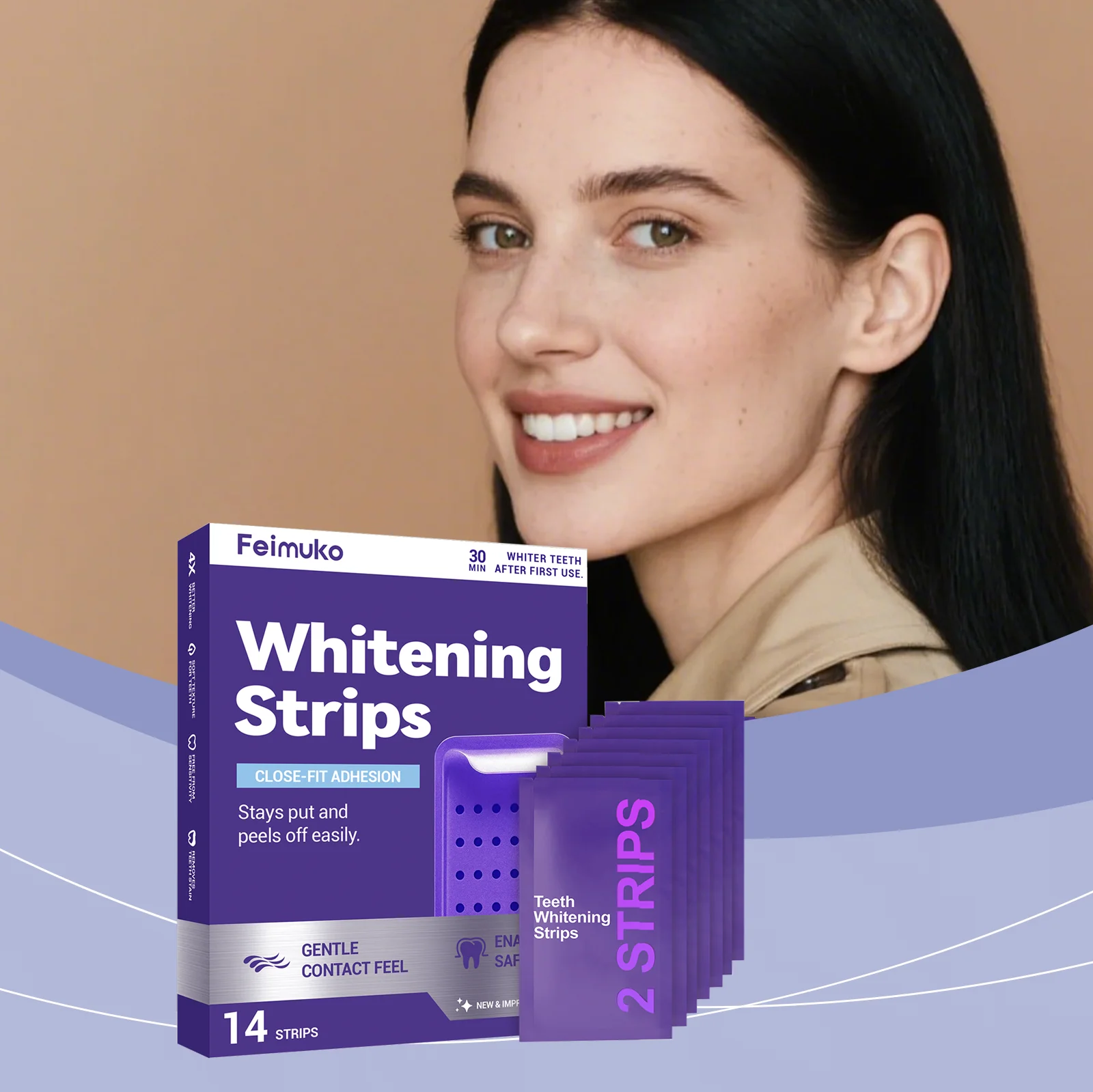 Purple Teeth Whitening Strips Brightening Tooth Improve Dental Yellowing Bright Smile Cleaning Oral Hygiene Teeth Bleaching Strip