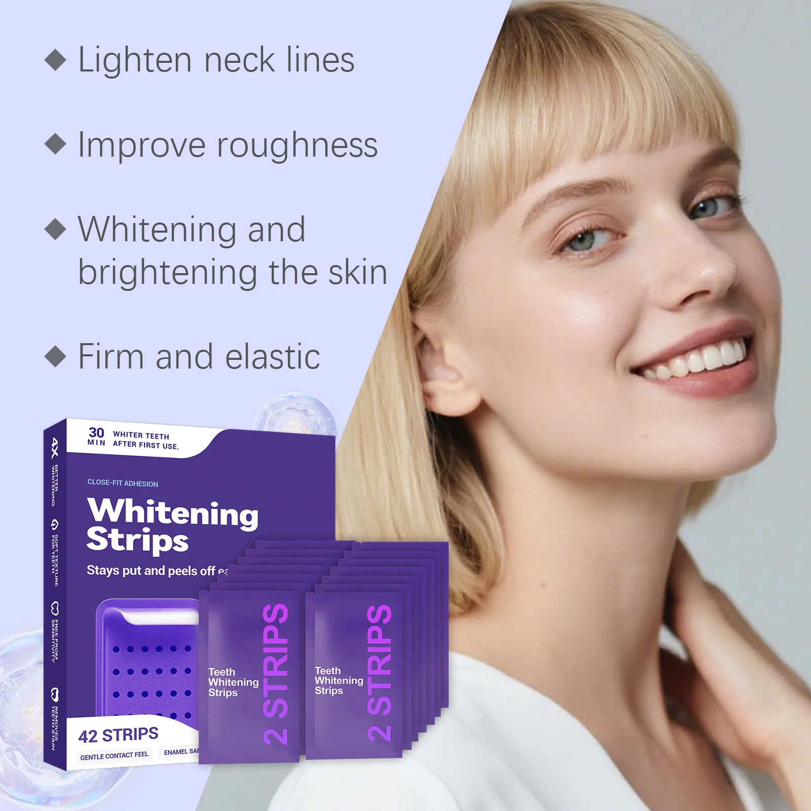 Purple Teeth Whitening Strips Brightening Tooth Improve Dental Yellowing Bright Smile Cleaning Oral Hygiene Teeth Bleaching Strip