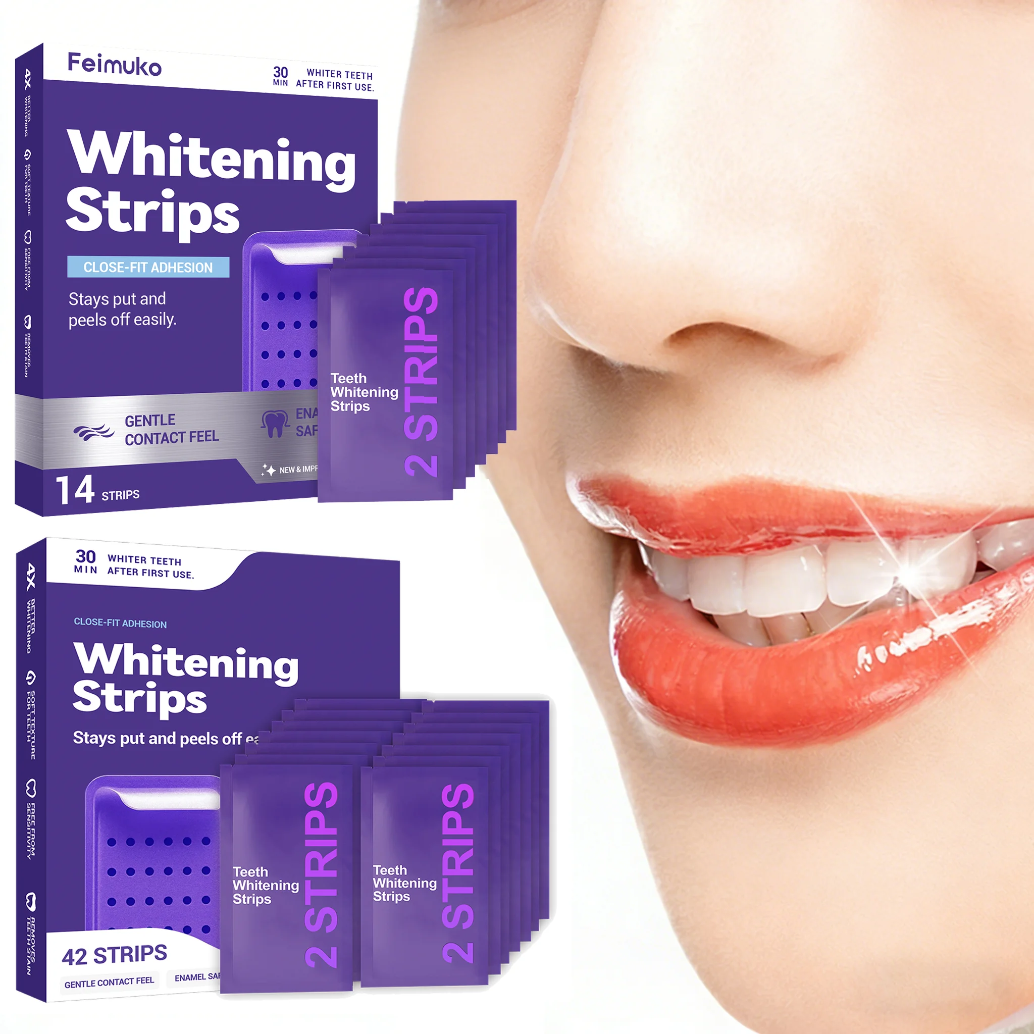 Purple Teeth Whitening Strips Brightening Tooth Improve Dental Yellowing Bright Smile Cleaning Oral Hygiene Teeth Bleaching Strip