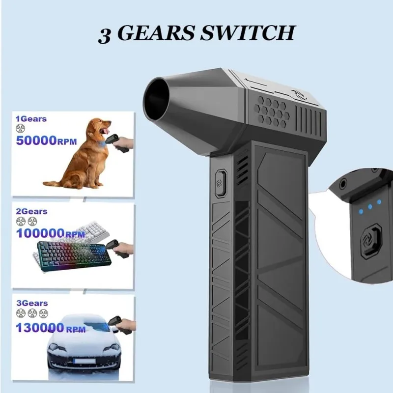 Turbo Jet Blower 130000RPM Powerful Air Blower Brushless Motor Turbo Fan Jet Fan Cleaning Air Duster Blower Air Puissant Tool